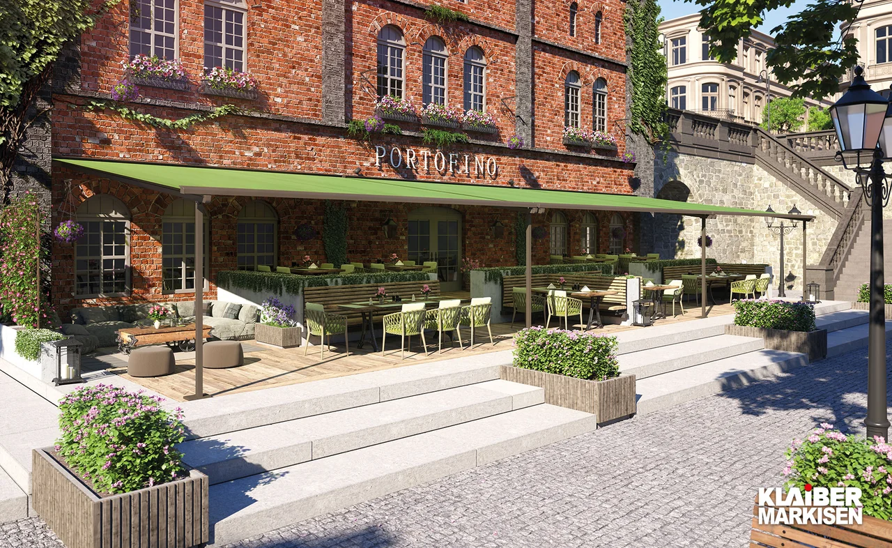 Pergola-Markise mit stabiler Führung