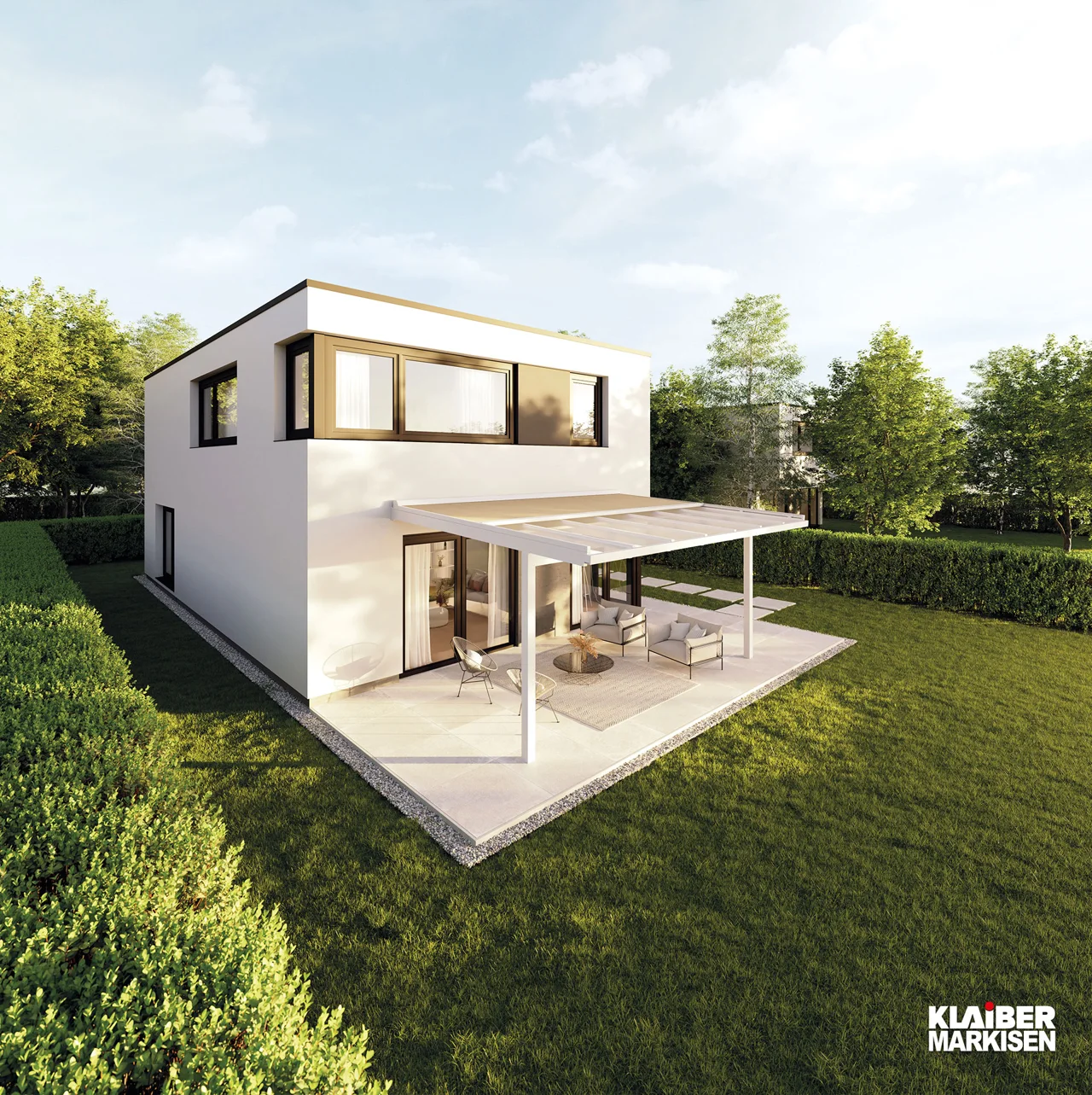 NYON PLUS als Überdachung am Haus